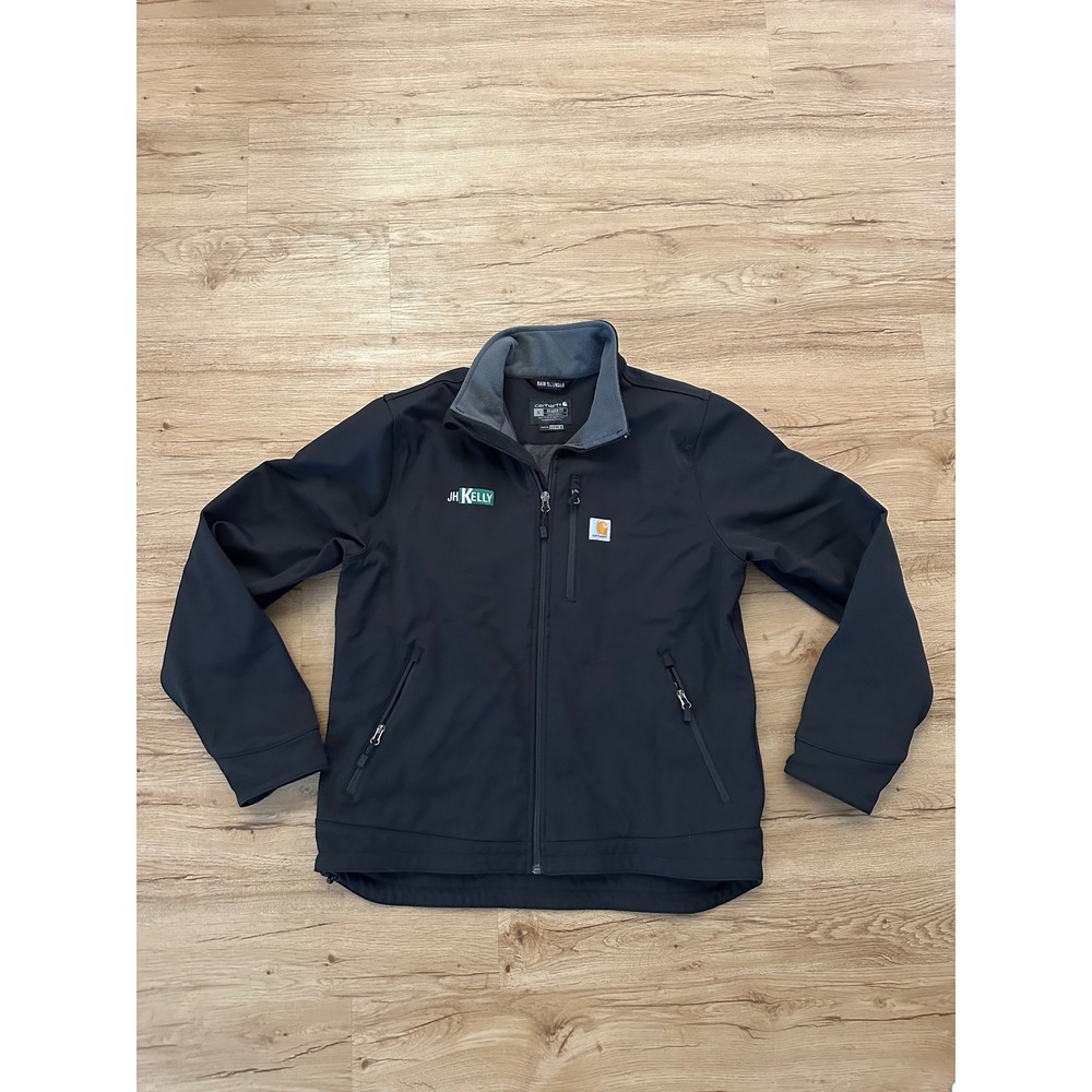 Carhartt Rain Defender Softshell Jacket Mens Large Black Relaxed Fit OJ2199-M
